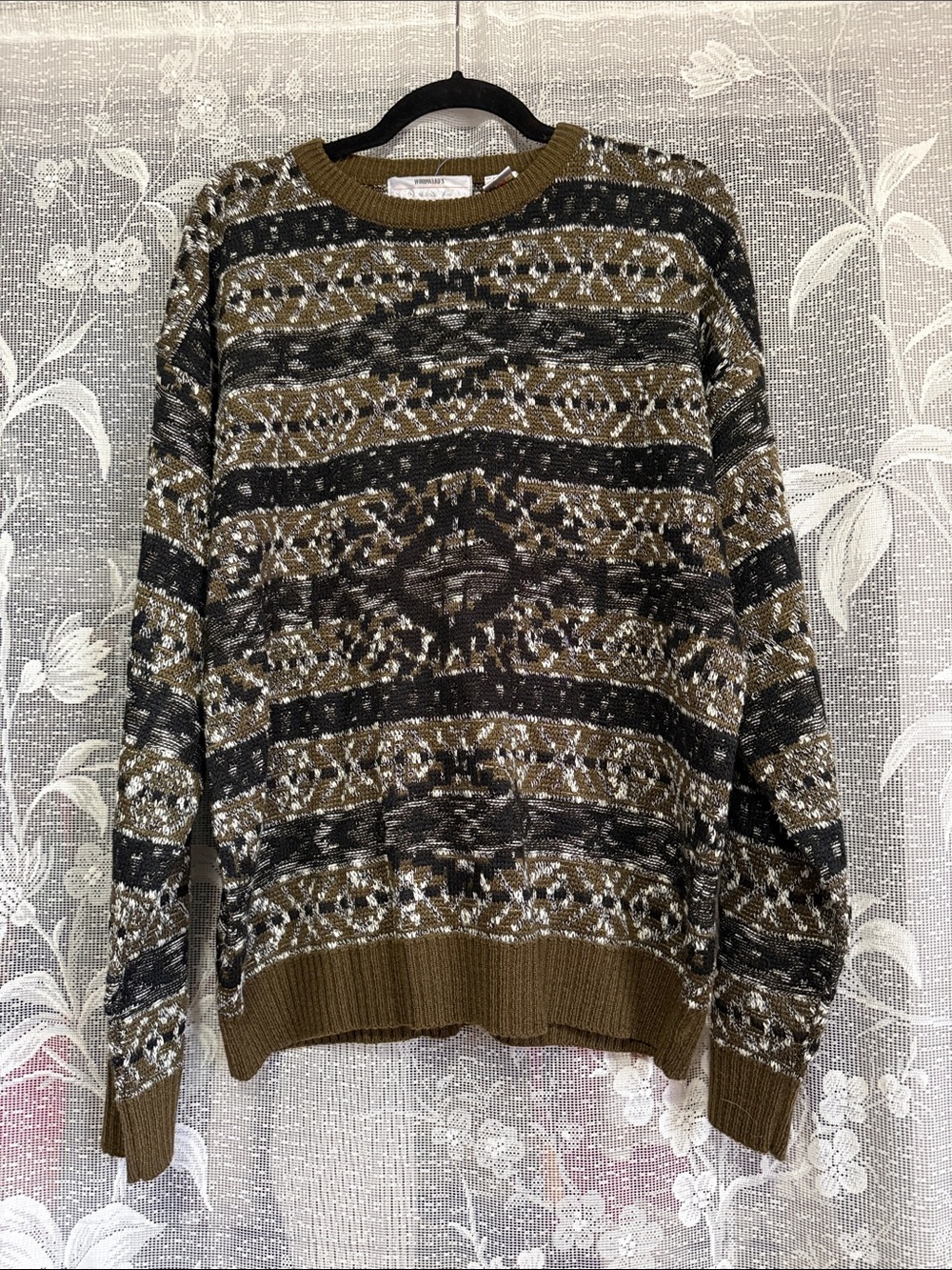 Vintage Woodwards Aztec Patterned Knit Grandpa Sweater